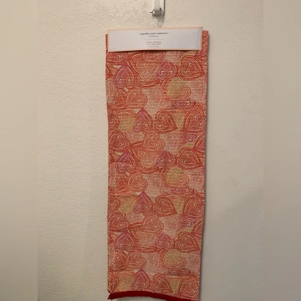 Cupcakes and Cashmere Multi Colored Hearts Valentines Day Table Runner